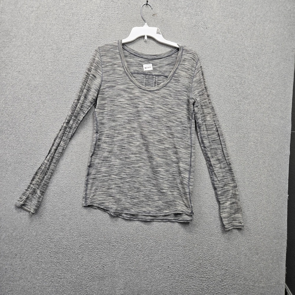 Lululemon Women Shirt 10 Gray Striped Yogi Everyday Long Sleeve Activewear READ
